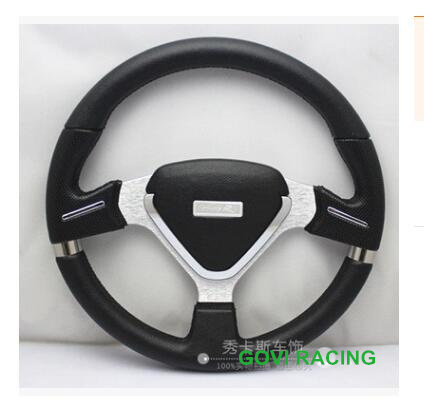 14in Black Leather Car Steering Wheel Universal for Car Brand