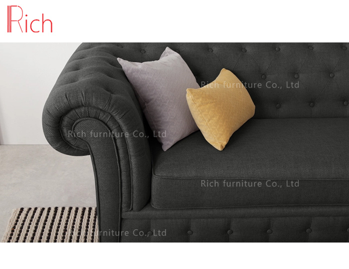 Modern Furniture 7 Seater Grey Fabric Italian Corner Sofa Set