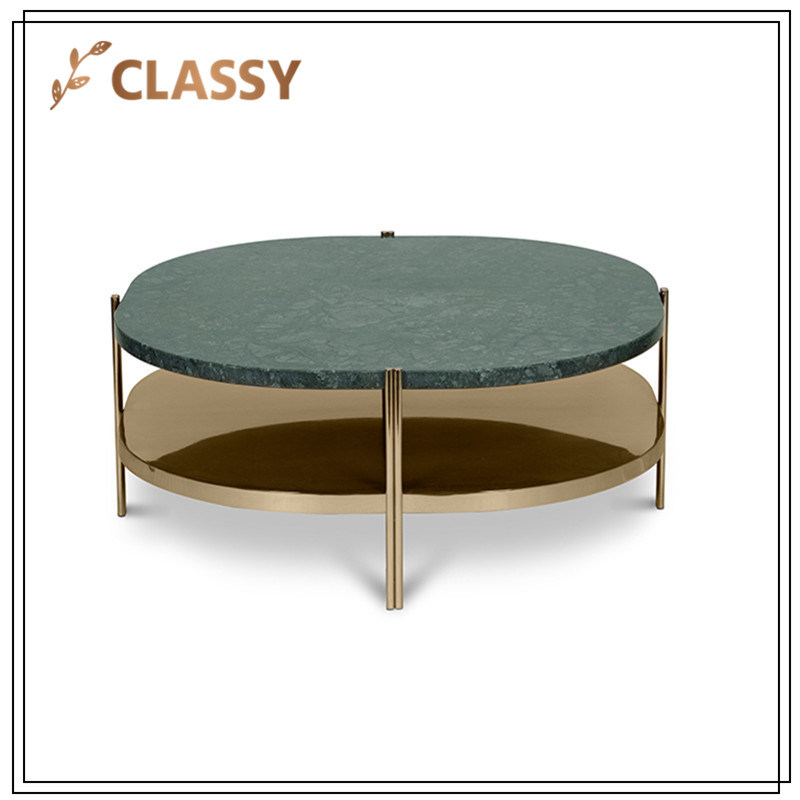 Oval Shape Modern Living Room Furniture Two Layers Coffee Table