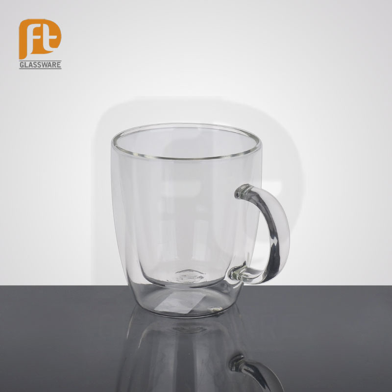 Double Wall High Borosilicate Glass Bottle Coffee Mug Cup with Handle