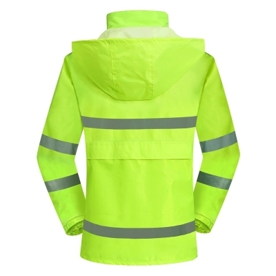 High Visibility 3m Rain Coat with 300d Oxford Fabric