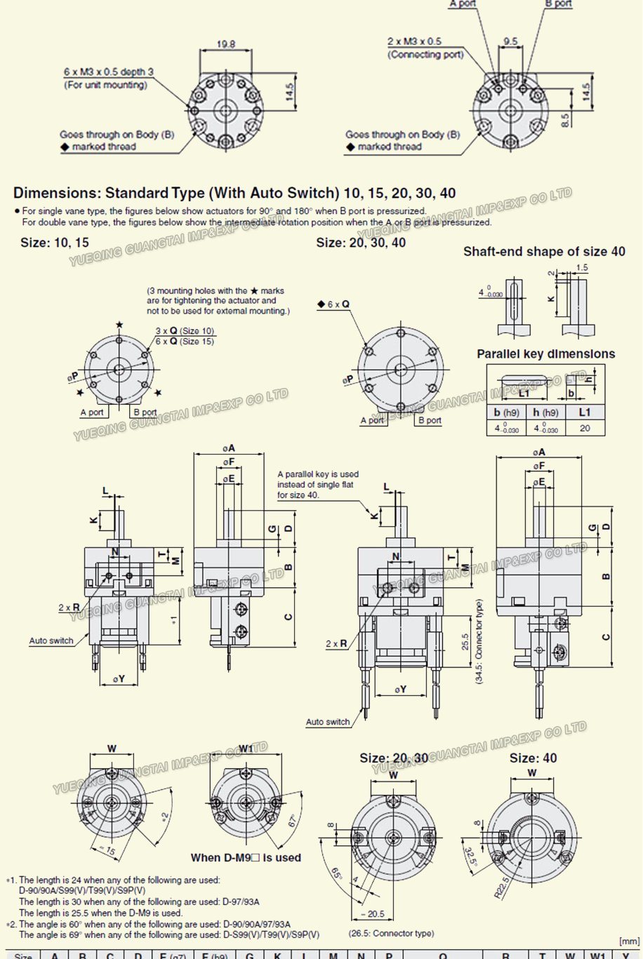 Good Quanlity Mini Air Cylinder Crb2bw Vane-Type Pneumatic Rotary Actuator