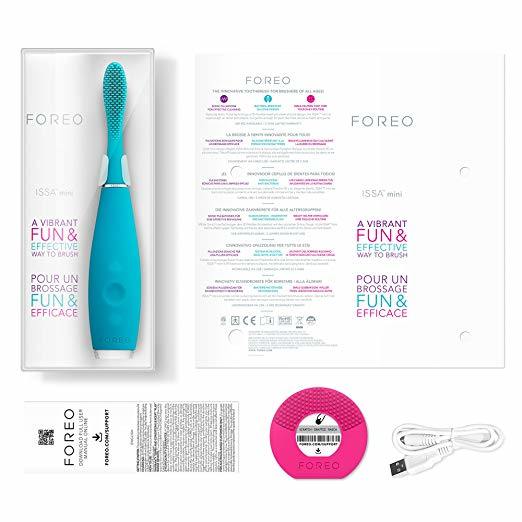 Foreo Issa Mini Rechargeable Kids Electric Toothbrush for Complete Oral Care with Soft Silicone Bristles for Gentle Gum Massage