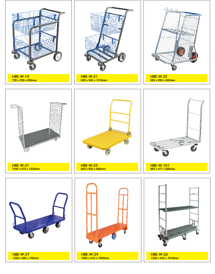 Warehouse Zinc Plated Powder Coating Foldable Cargo Flat Trolley