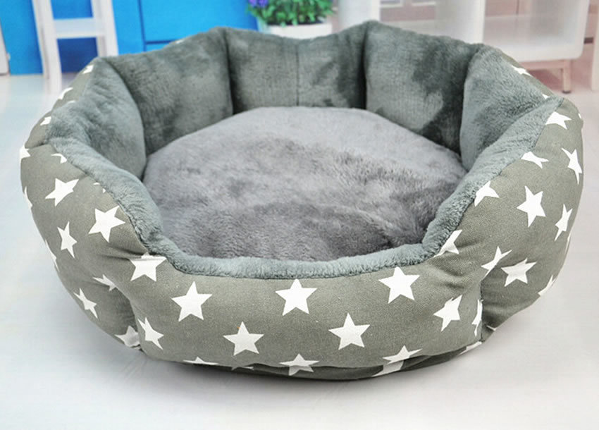 Grey Cotton Pet Bed for Dog, Puppy or Cat
