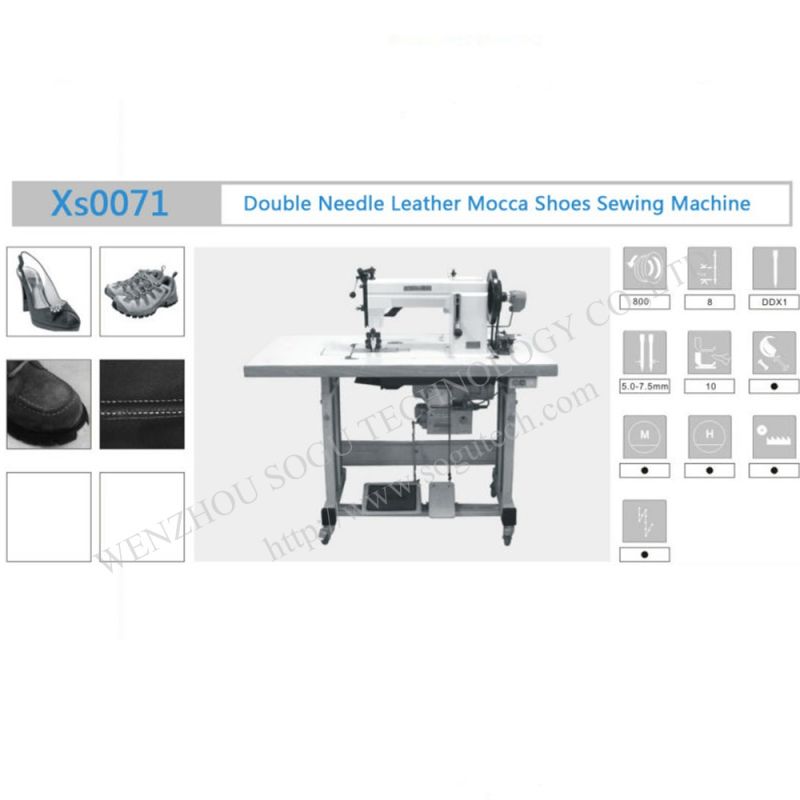 Automatic Double Needle Mocca Leather Industrial Shoe Sewing Machine