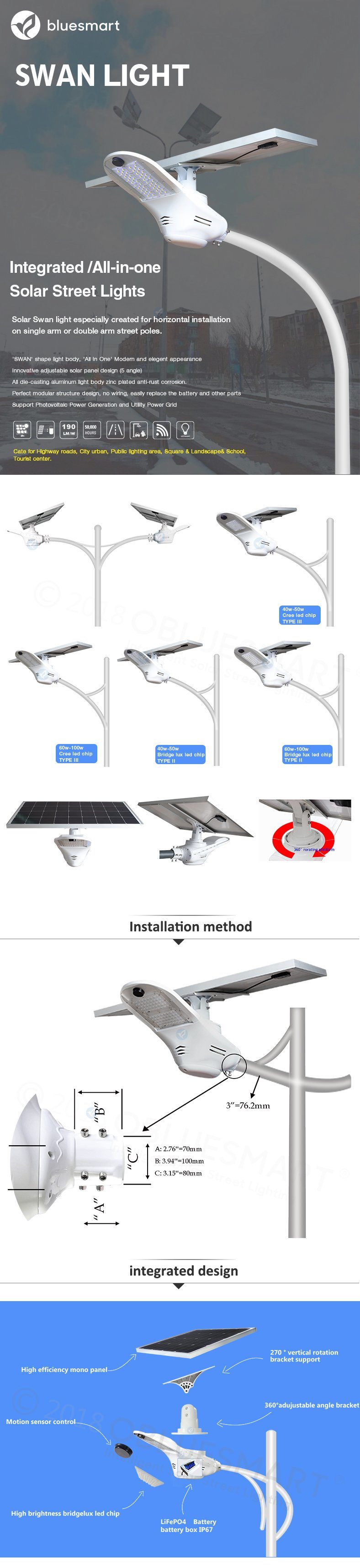 Solar LED Street Outdoor Lighting with 3 Years Warranty
