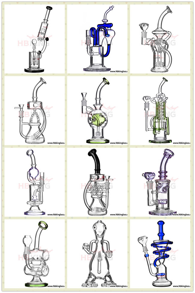 Newest Hbking Glass Smoking Pipe Recycler Matrix Batterl Glass Hookah Oil Rigs Glass Water Pipe