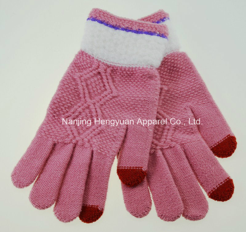 100%Acrylic Warm Winter Knitted Gloves (HY1703089)