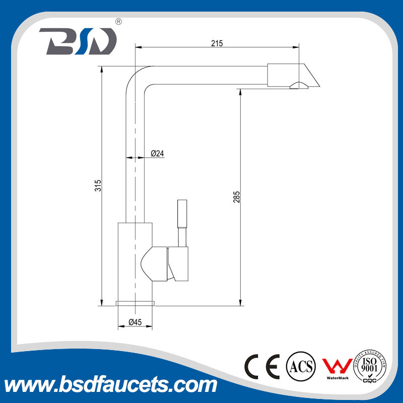 SUS304 Stainless Steel Casting Lead-Free Kitchen Faucet Mixer Single Handle