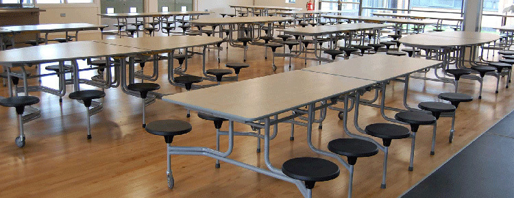 Wooden School Dining Hall Table with 8 to 12 Seats