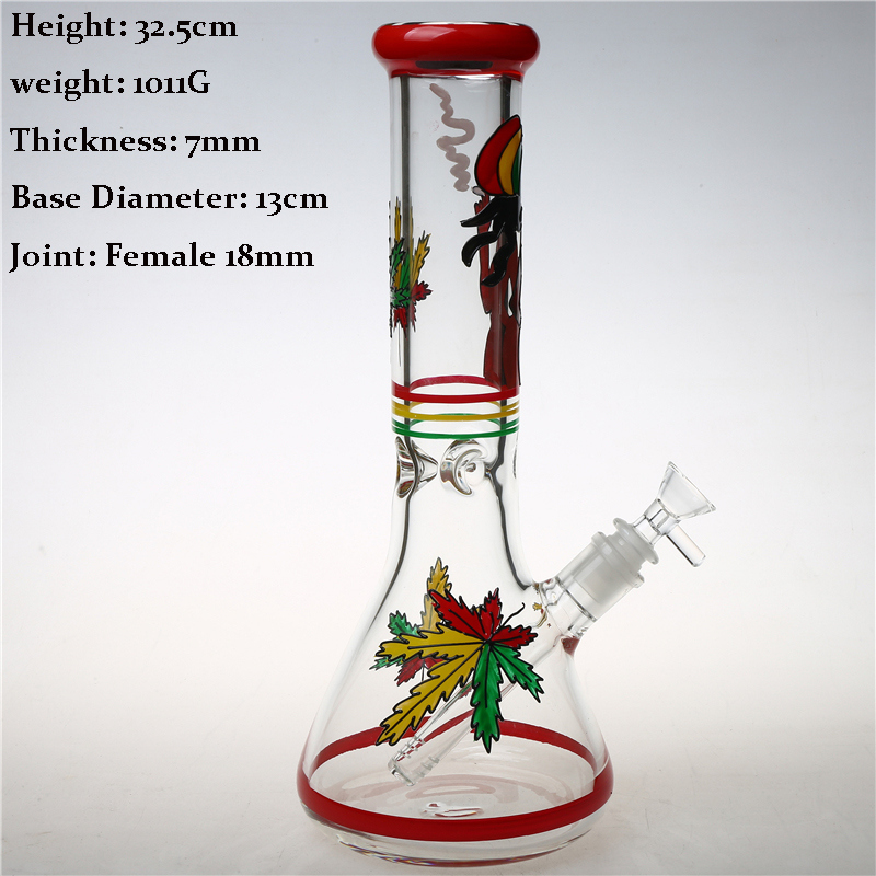 Borosilicate Glass Beaker Water Pipe with Hand Drawing Bo-383