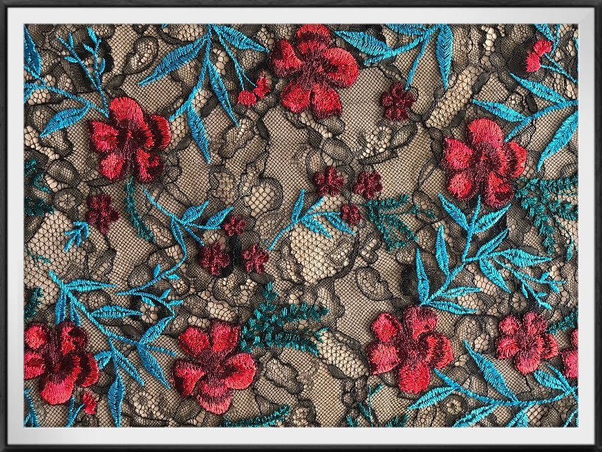 Multicolor Lace Fabric with Embroidery Nylon Lace Fabric with Embroidery