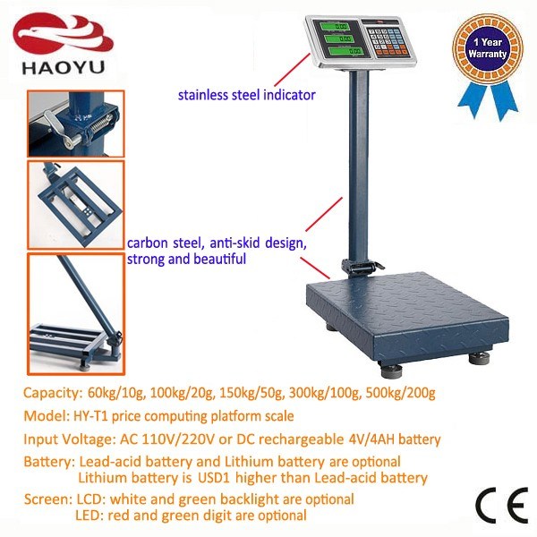 T1 Stainless Steel Price Indicator Carbon Steel Frame Platform Scale