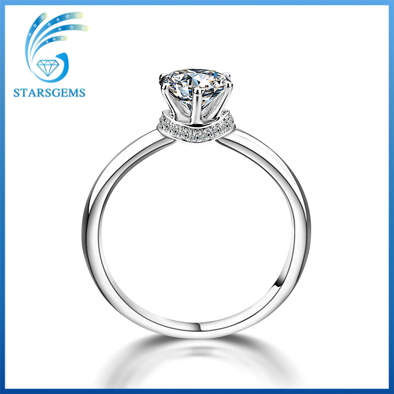 Popular Simple Style Solitare Moissanite Silver Ring for Engagement