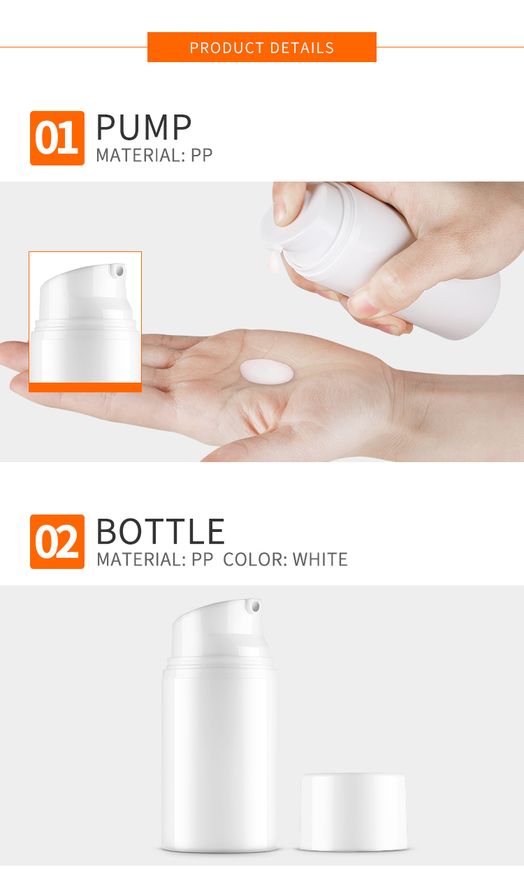 80ml Plastic PP Airless Bottle with Lotion Pump for Cosmetic Packaging