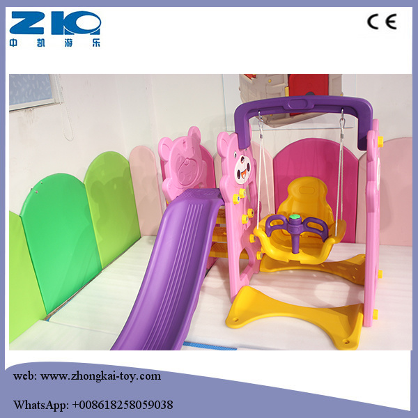 Indoor Colorful Safety Plastic Slide with Swing for Children