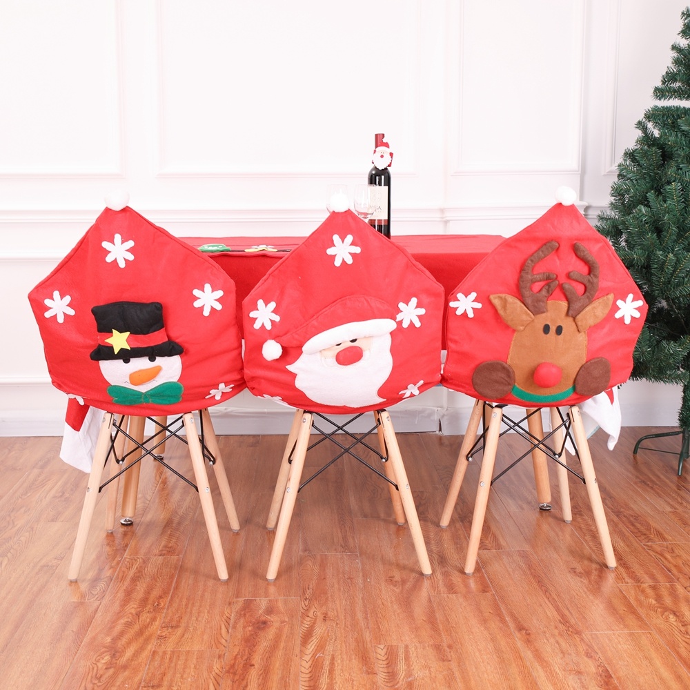 Home Decortion of Half - Dimensional Chair Cover of Old Man Snowman Milu Deer