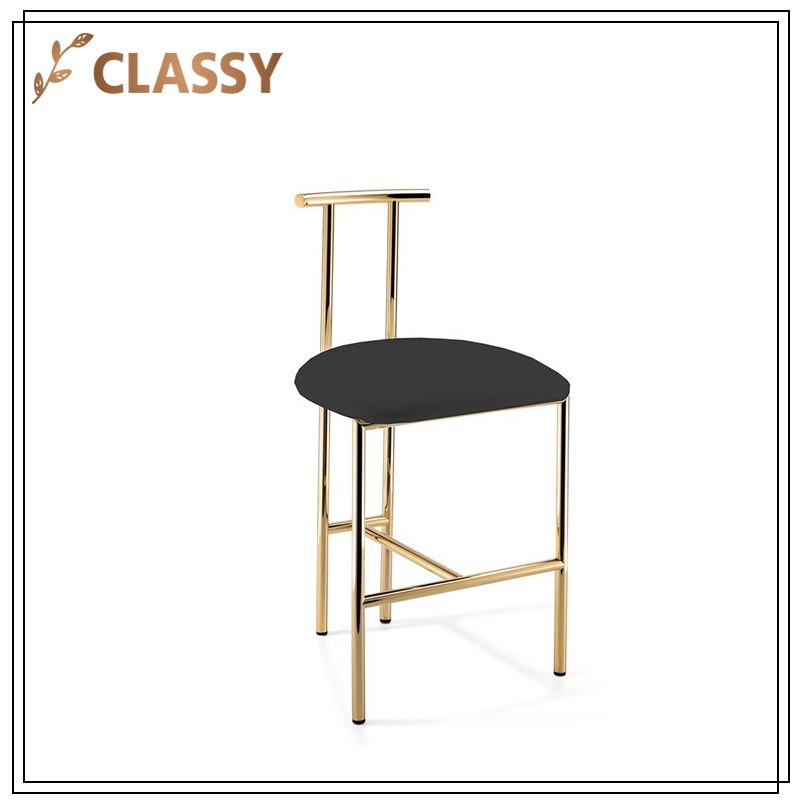 Silver and Golden Stainless Steel Dining Chair Upholstered in Fabric