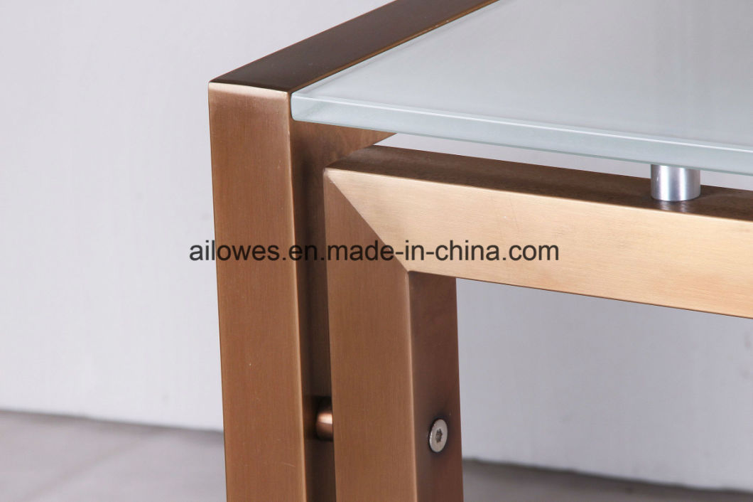 Tempered Glass Dining Room Table with Stainless Steel Frame