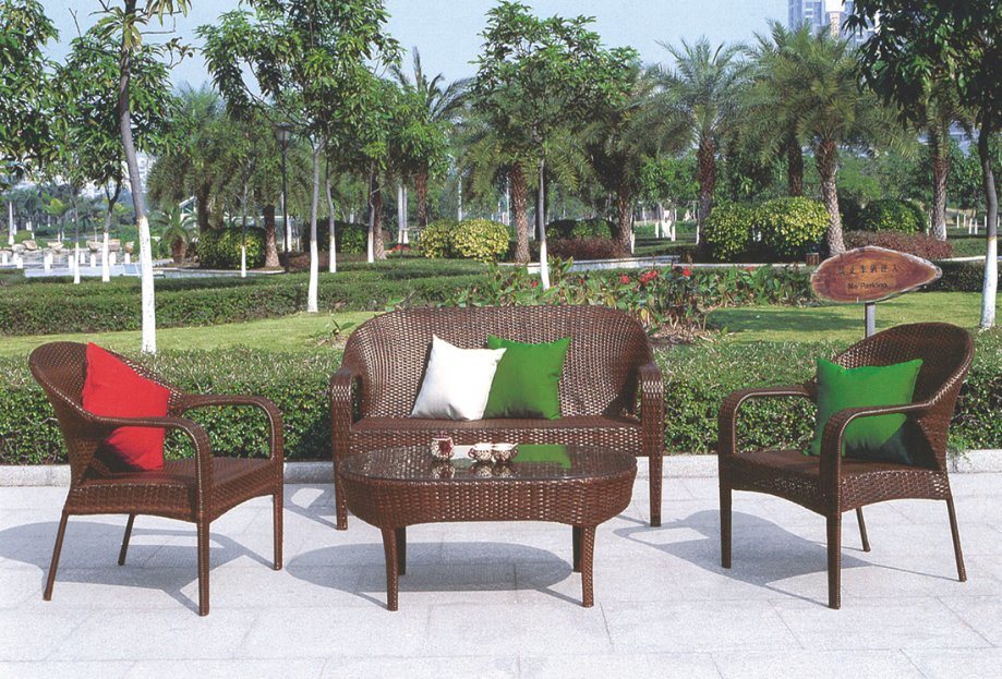 Livingroom Garden Outdoor PE Rattan Sofa with Tea Table (TG-258)