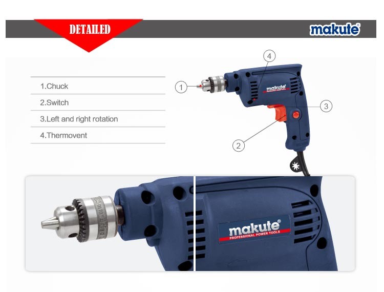 Makute Professional Electric Impact 6.5mm Drill Power Tools (ED001)