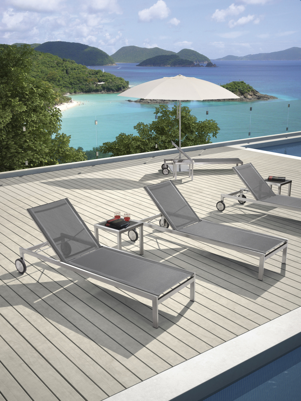 Hot Sale UV-Resistant Beach Sun Lounger Armless Outdoor Patio Furniture