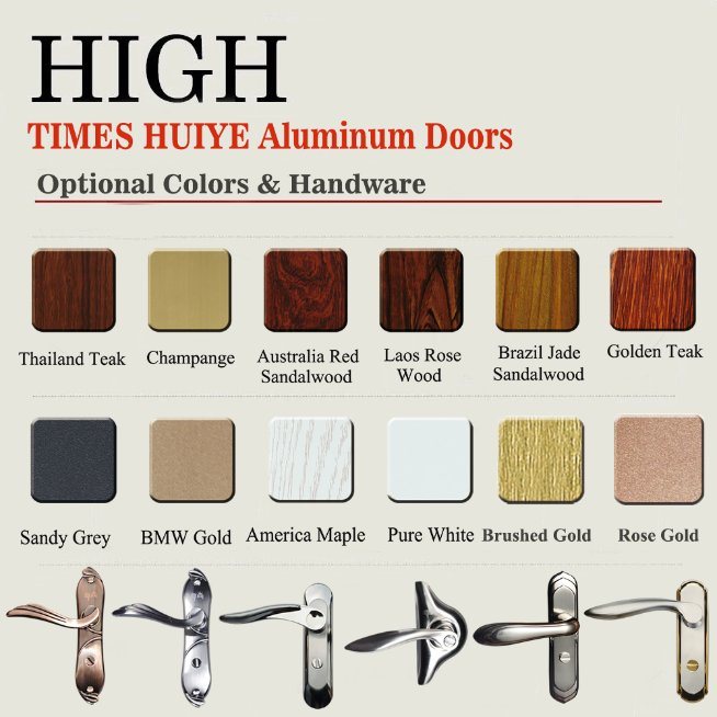 Chinese Style Sandal Wood Grain Aluminium Decorative Casement Door