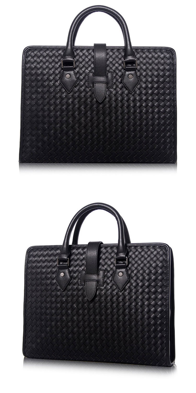 High End Good Quality BV Design Black Leather Men Laptop Briefcase Bag