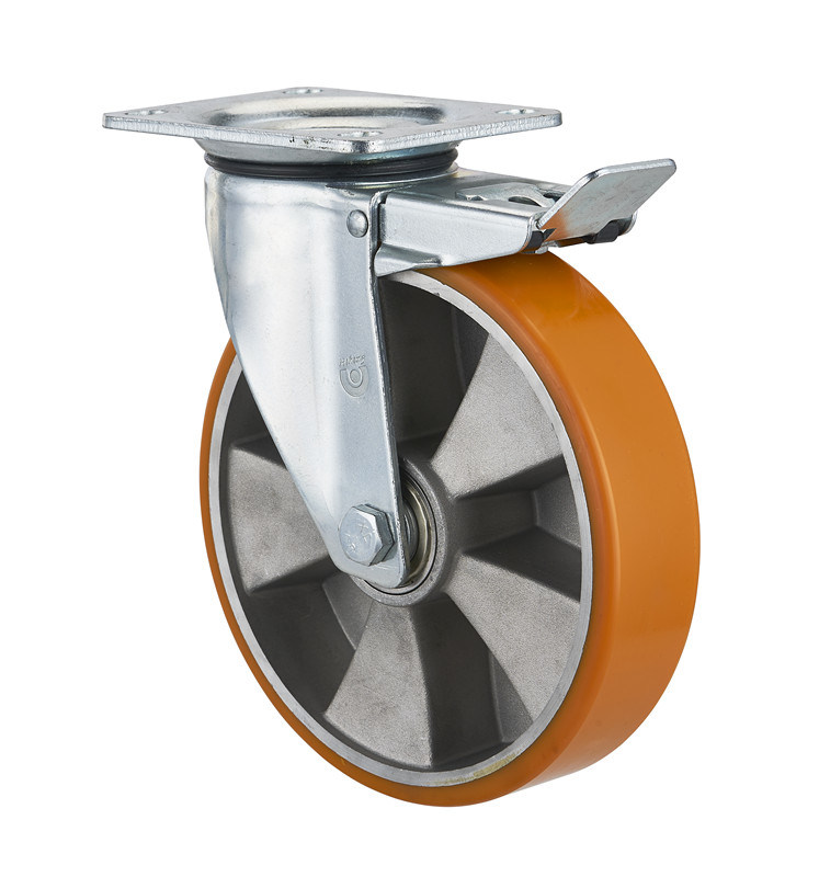 200mm EU Style Heavy Duty Aluminum Core PU Swivel Caster