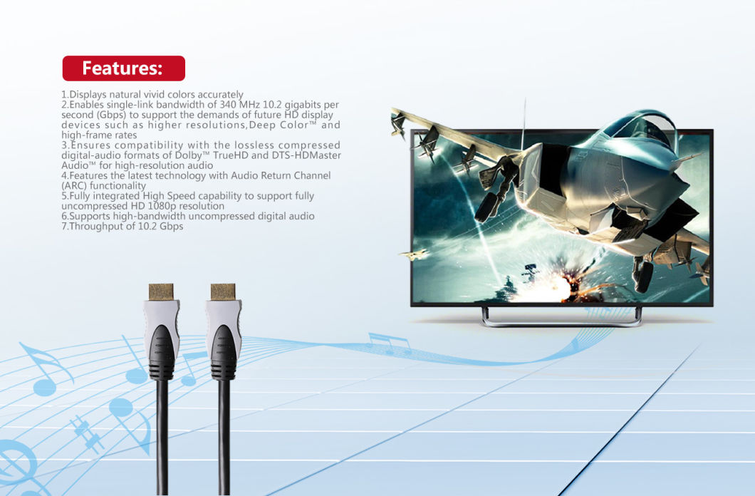 Dual Molded HDMI to HDMI 1080P Communication Cable