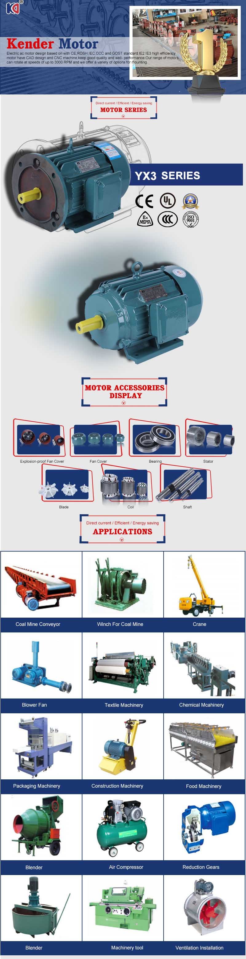 Electric AC Asynchronous Three Phase Induction Motor with Cast Iron