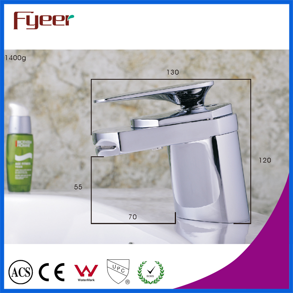 Fyeer Simple Graceful Short Spray Waterfall Bathroom Chrome Faucet Hot&Cold Water Mixer Tap