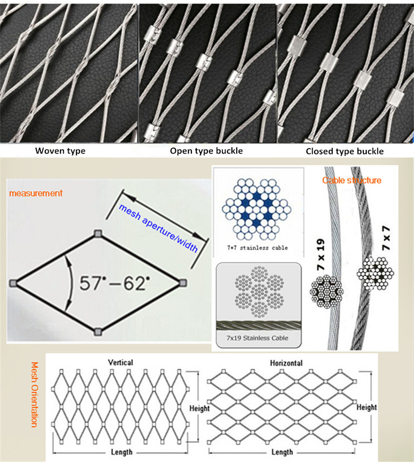 Flexible Stainless Steel Wire Cable Mesh/Rope Mesh for Garden Fence