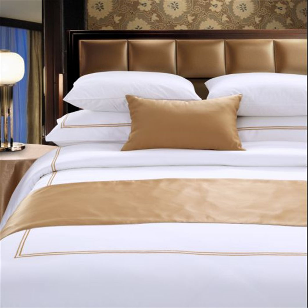 173X120 White 100% Cotton Satin Hotel Bedding Set