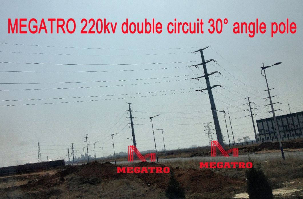 Megatro 220kv Double Circuit 30 Degree Angle Pole