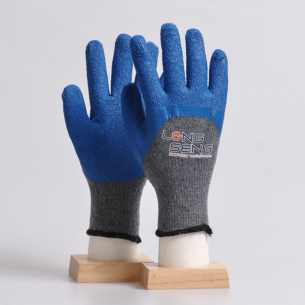 21s Cotton Liner Palm/ Half Dipped Crinkle Latex Coated Top Quality Work Glove with En388