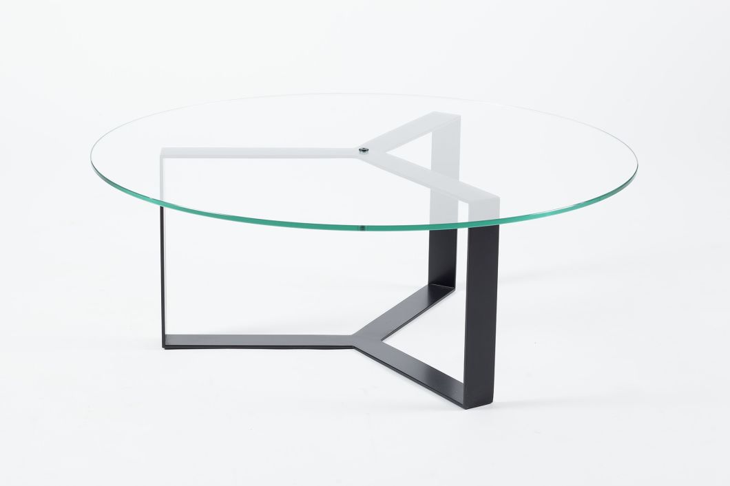 Long Stainless Steel Coffee Table with Tempered Glass Top