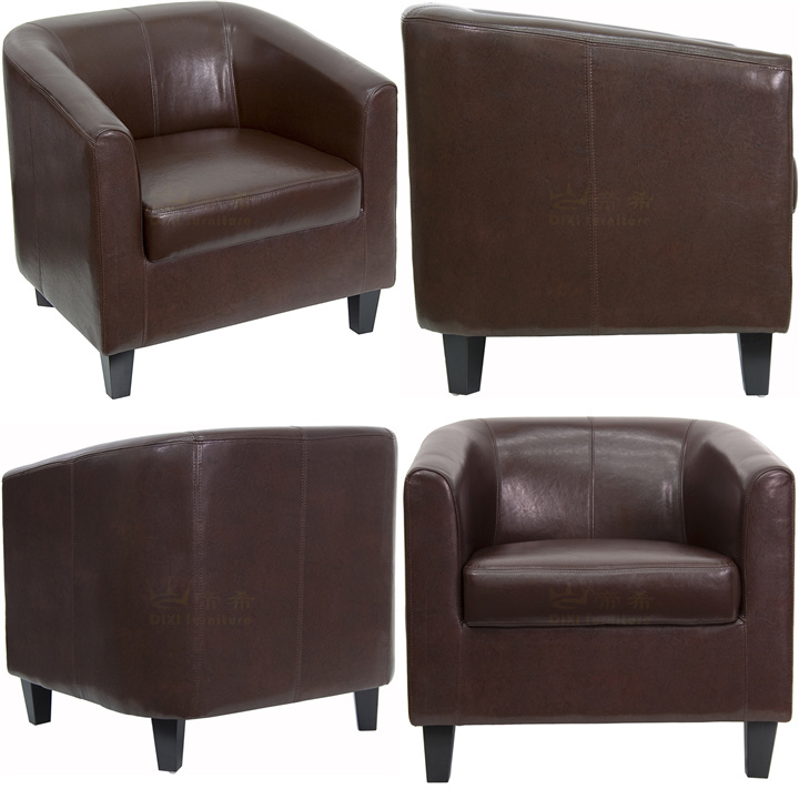 Metal Iron Frame Hotel Banquet Lounge Chair with Leather Upholstered
