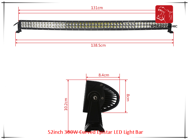 LED Car Light of 52inch 300W Curved Epistar LED Light Bar Waterproof for SUV Car LED off Road Light and LED Driving Light