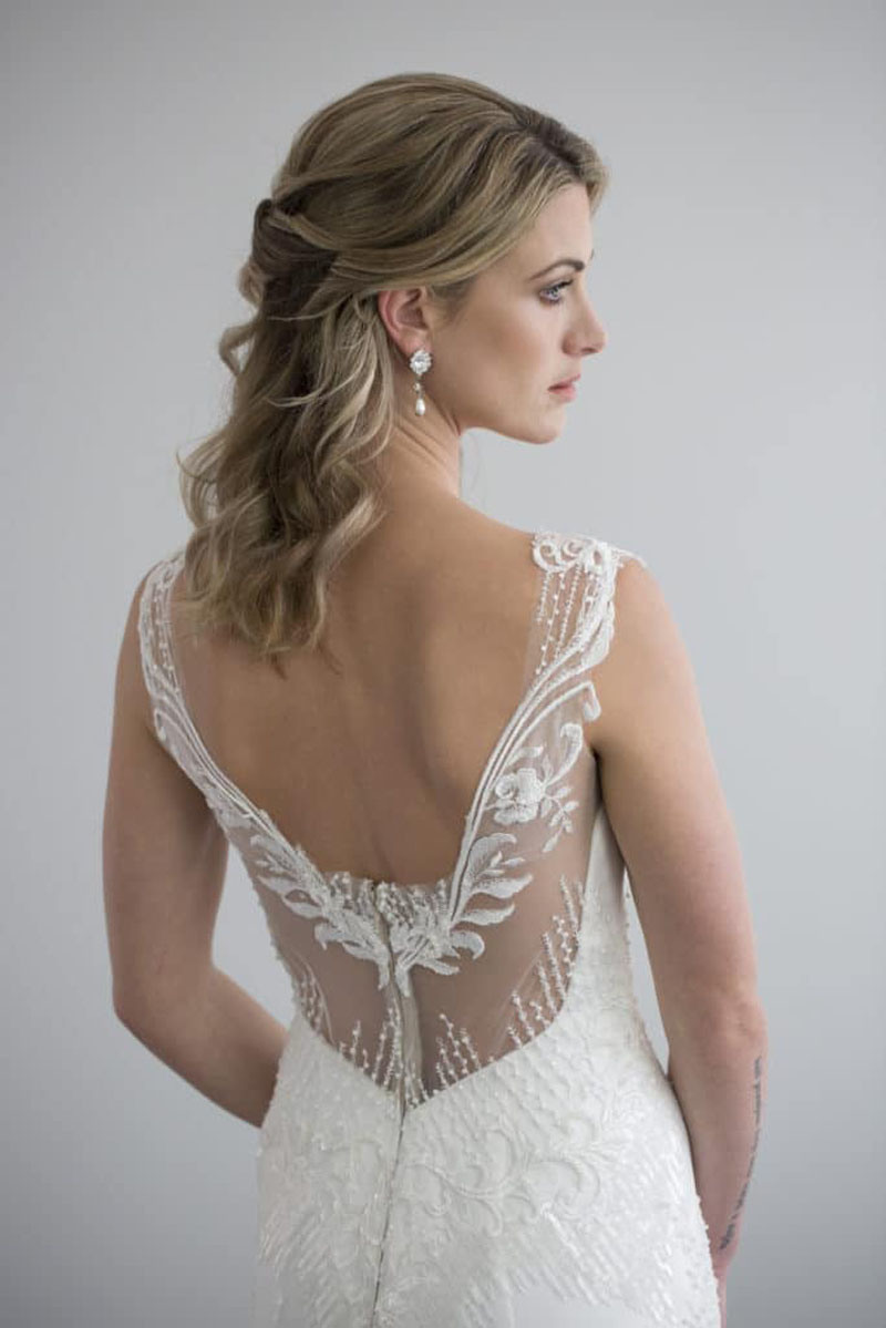 Beautiful Beaded Lace Fishtail and Front Split Wedding Dress