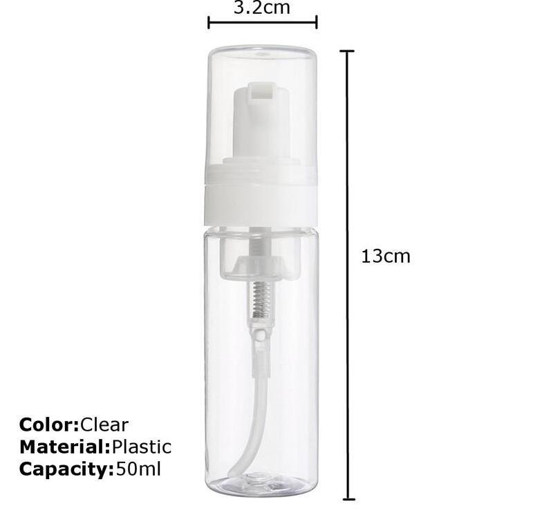 50ml Clear Foaming Bottle Froth Pump Soap Mousses Liquid Dispenser Foam Bottles with Cap Plastic Shampoo Lotion Bottling