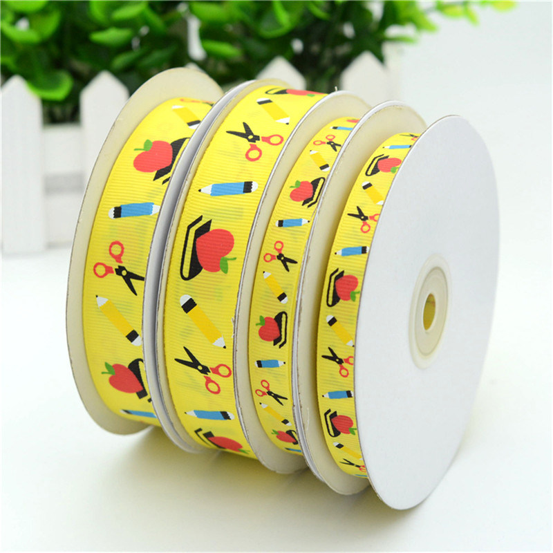 Screen Printed Cotton Custom Logo Grosgrain Ribbon for Holiday Gift Wrapping