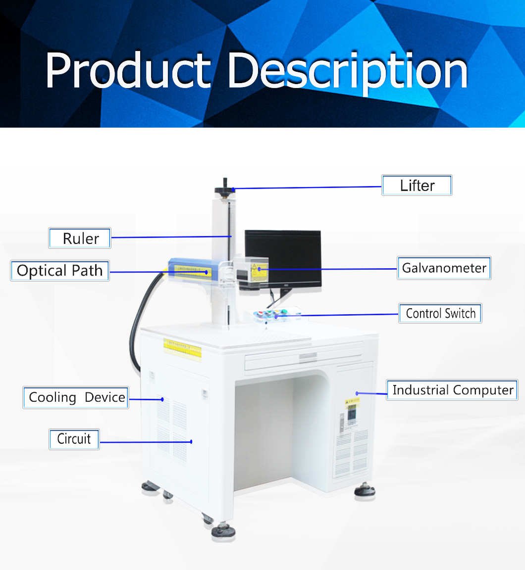 20W 30W 50W Raycus Ipg Desktop Fiber Laser Marking Machine for Metal /Pipe /Plastic /Tag /Key/Jewelry