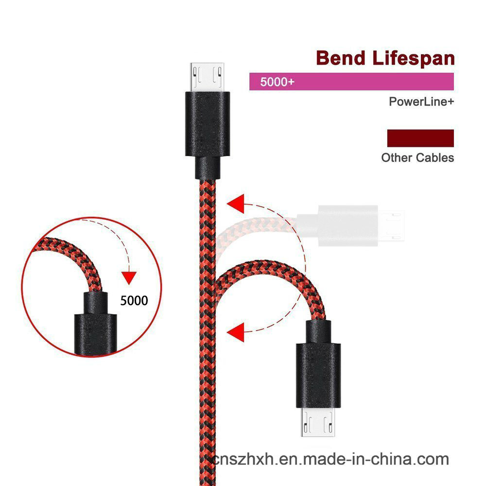 Nylon Woven Braided Micro USB Cable for Samsung Mobile Phone