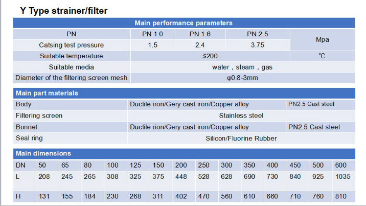 Y Type Flange Strainer Filter