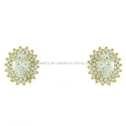 Latest Style Prong Setting Earrings Gemstone Ear Stud (KE3245)