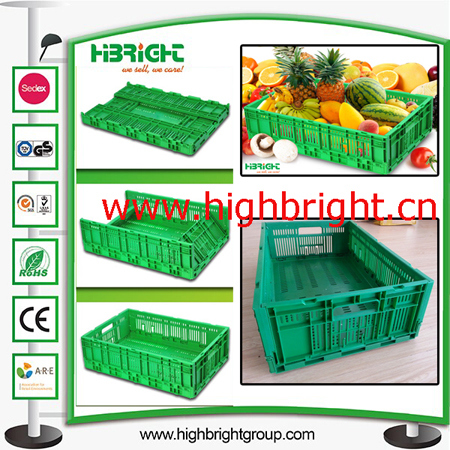 Foldable and Stackable Plastic Storage Crate