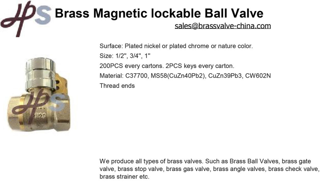 Brass Magnetic Lockable Ball Valve with Key