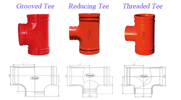 FM/UL/Ce Pipe Fittings Threaded Grooved Ductile Iron Tee